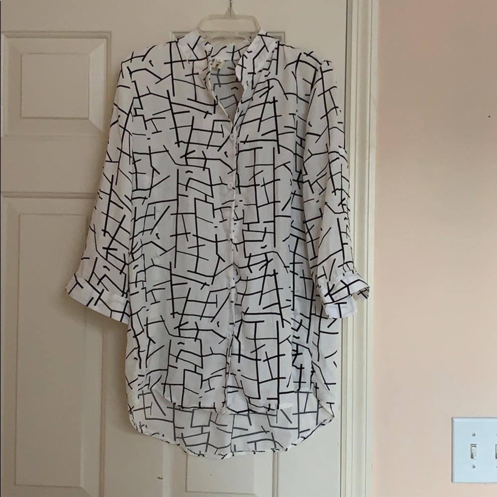 White Patterned Button Up